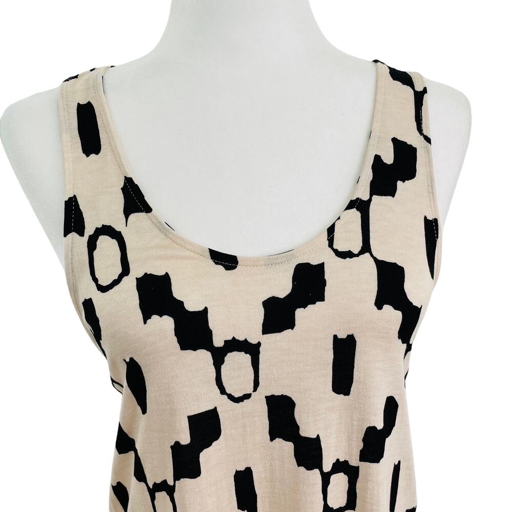 H&M Cream & Black Geometric Print Knit Dress Sleeveless Scoop Neck Pullover S - Picture 4 of 11